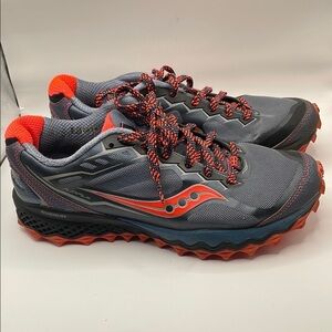 Saucony - Run Any Where Classic Outdoor Trail Running Shoes - Grey / Orange - 9